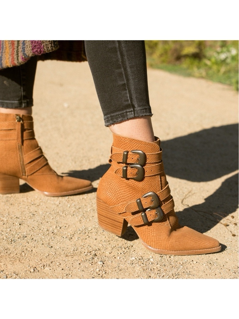 Matisse • Harvey Multi-Strap Boot embossed leather buckle tan western ankle